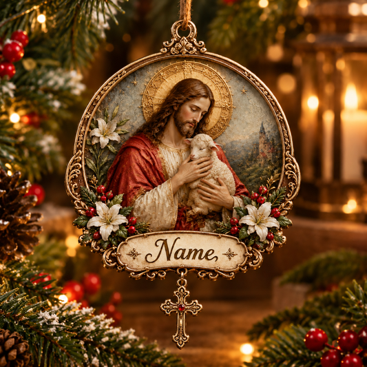 ✝️ Personalized Christian Christmas Ornament – Custom Name Faith Keepsake