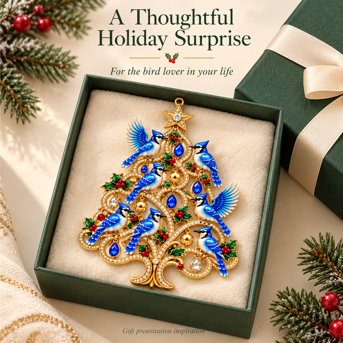 Jeweled Songbird Christmas Tree Ornament Collection – 4 Collectible Crystal-Style Designs