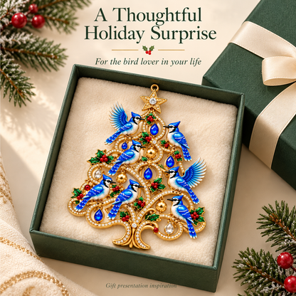 Jeweled Songbird Christmas Tree Ornament Collection – 4 Collectible Crystal-Style Designs