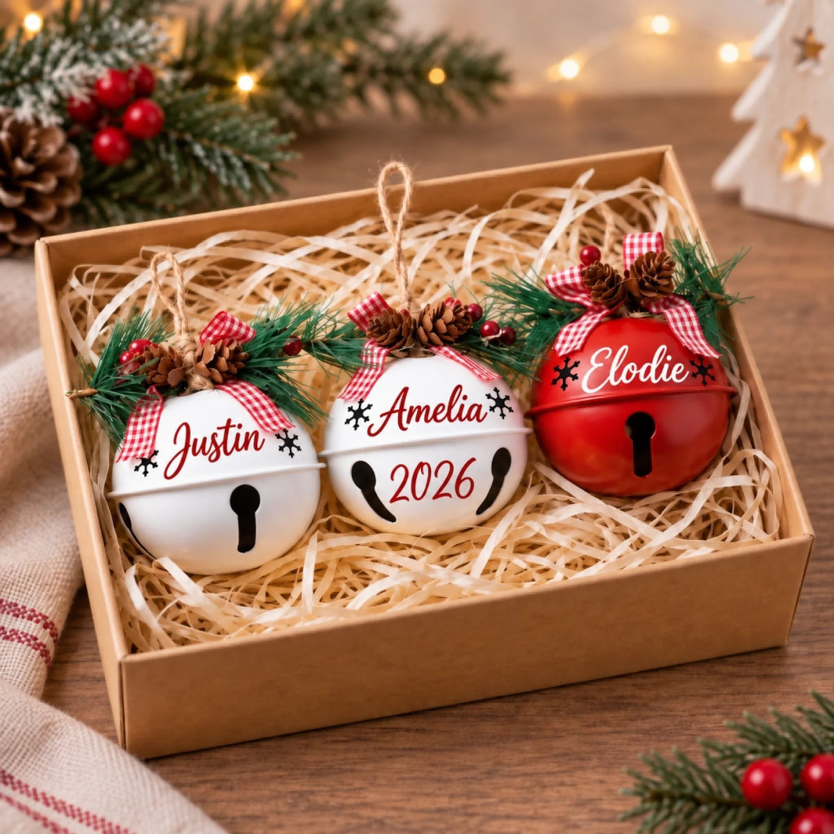 ✨ 💖 Personalized Jingle Bell Ornament – Gift For Family 🎄