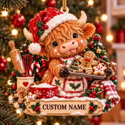 🎄 Personalized Highland Cow Christmas Ornament