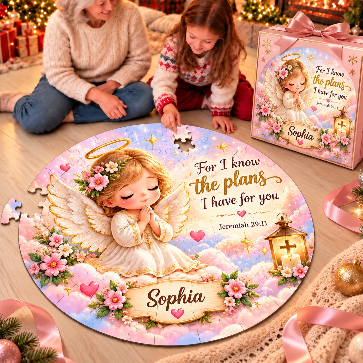 🧩Personalized Christmas Puzzle Gift Set – Custom Name Holiday Keepsake Puzzle🎄