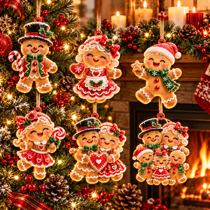 6-Piece Gingerbread Christmas Ornament Collection – Adorable  Gingerbread Family, Couple & Holiday Characters | Festive Christmas Tree Hanging Decorations, Sweet Family Keepsake Gifts