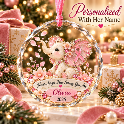 🎀 Personalized Pink Ribbon Animal Ornament