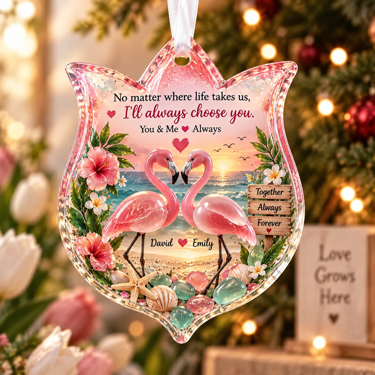 🌸 Personalized Sea Glass Animal Ornament — For Someone You Love