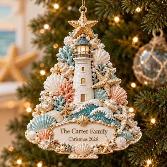 🌊 Personalized Coastal Christmas Tree Ornament