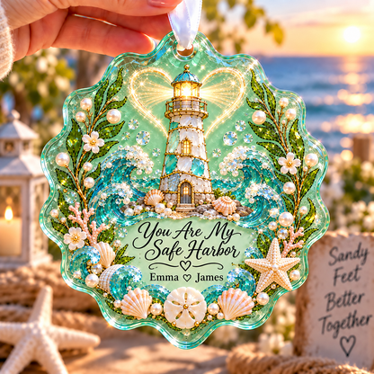 💙 Personalized Coastal Love Sea Glass Ornament