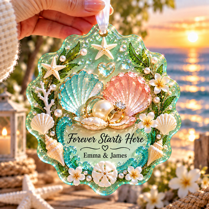 💙 Personalized Coastal Love Sea Glass Ornament