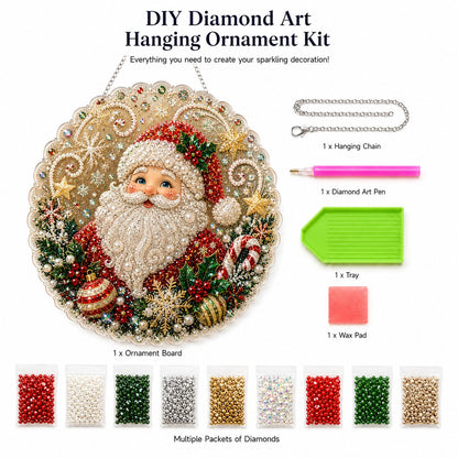 🔥Last Day 49% OFF - ✨ Christmas Pearl Diamond Art Hanging Ornament Kit | Luxury Flocked Canvas with Scratch-Resistant Non-Fading Pearl Beads DIY Handmade Holiday Hanging Decor 🎅💎
