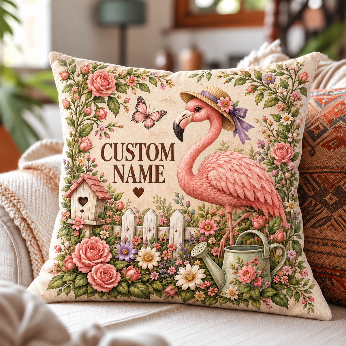 🌸 Personalized Garden Animal Pillow Cover