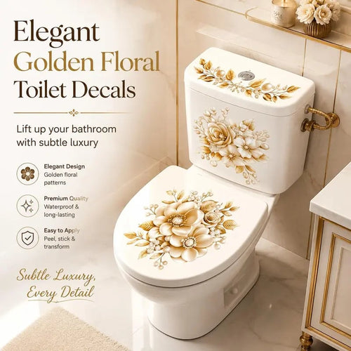 Last Day 50% OFF-Only$12.99🎁3-Piece Floral Bathroom Toilet Sticker Set – Decorative Peel & Stick Decals