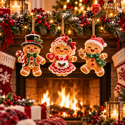 6-Piece Gingerbread Christmas Ornament Collection – Adorable  Gingerbread Family, Couple & Holiday Characters | Festive Christmas Tree Hanging Decorations, Sweet Family Keepsake Gifts