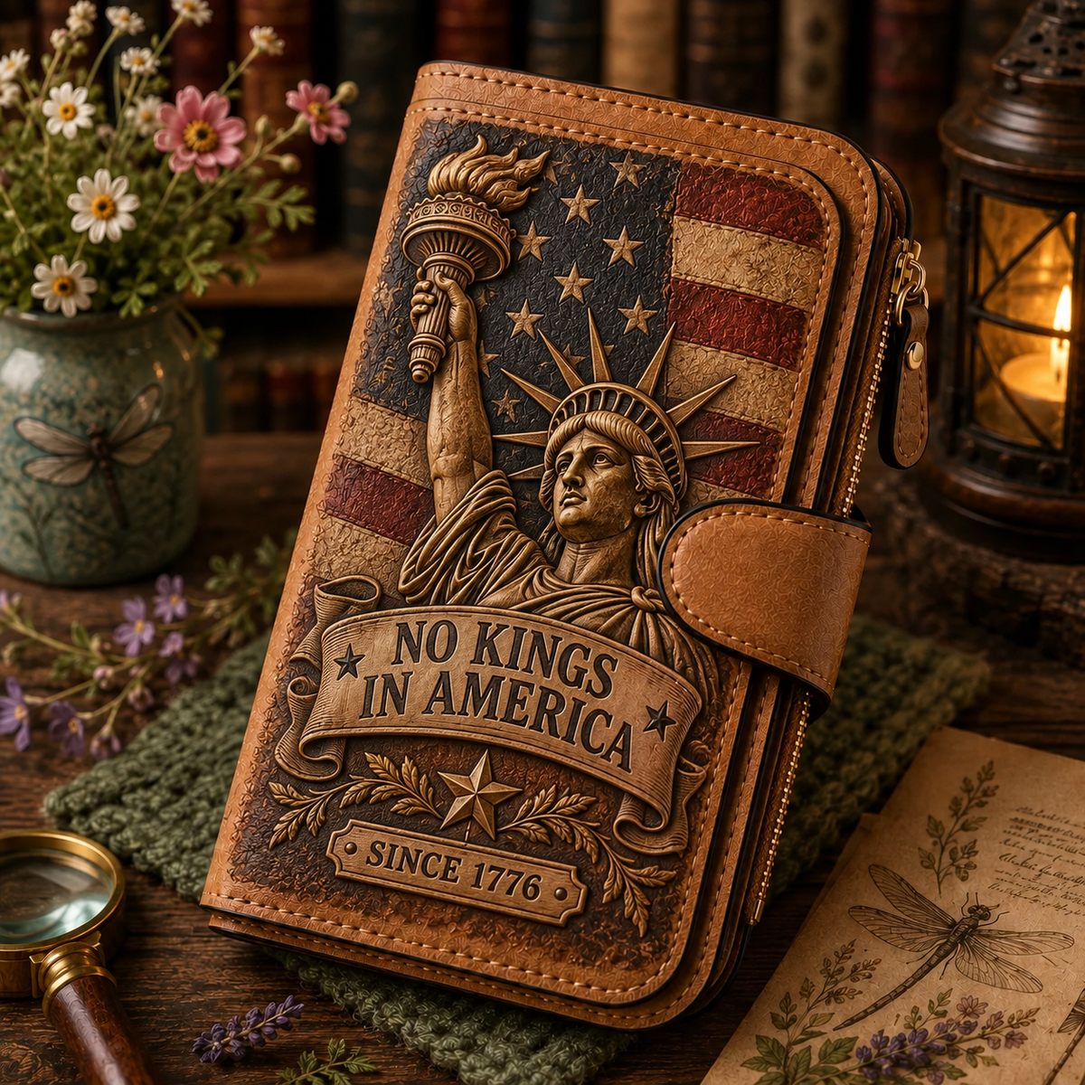 🦅 NO KINGS IN AMERICA Vintage Americana Wallet