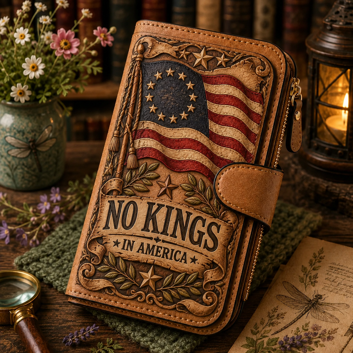 🦅 NO KINGS IN AMERICA Vintage Americana Wallet