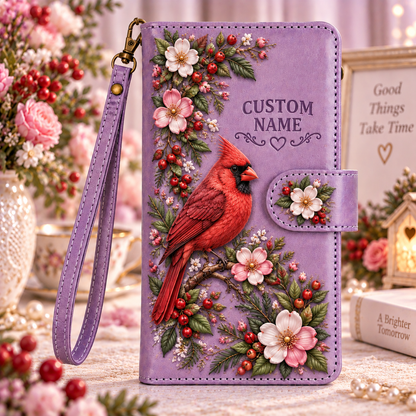 🌸 Personalized Purple Garden&Animal Wallet Phone Case