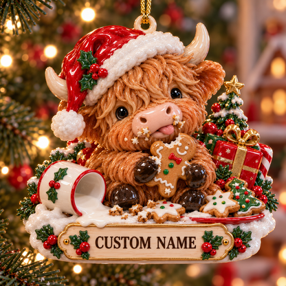 🎄 Personalized Highland Cow Christmas Ornament