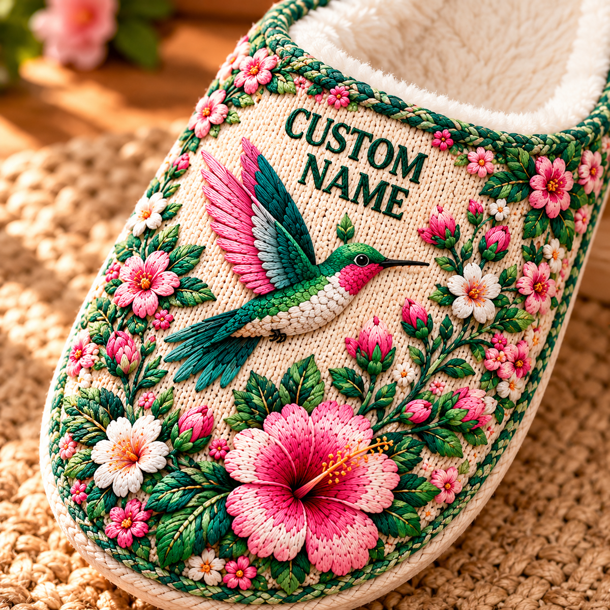🌸🐦Personalized Cozy Animal Garden Floral Slippers - Gifts For Winter