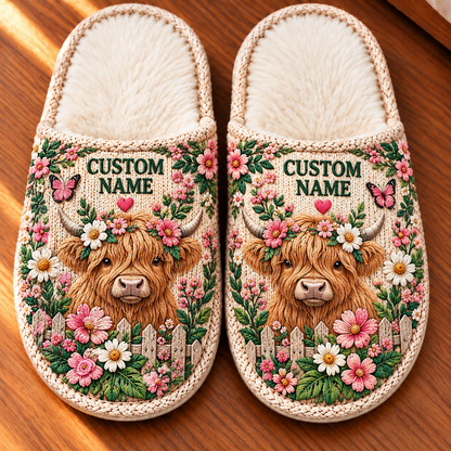 🌸🐦Personalized Cozy Animal Garden Floral Slippers - Gifts For Winter