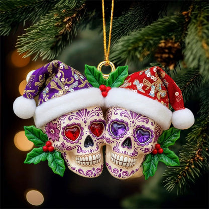 🏠Personalized Christmas Dia de Los Muertos Skull Couple Ornament