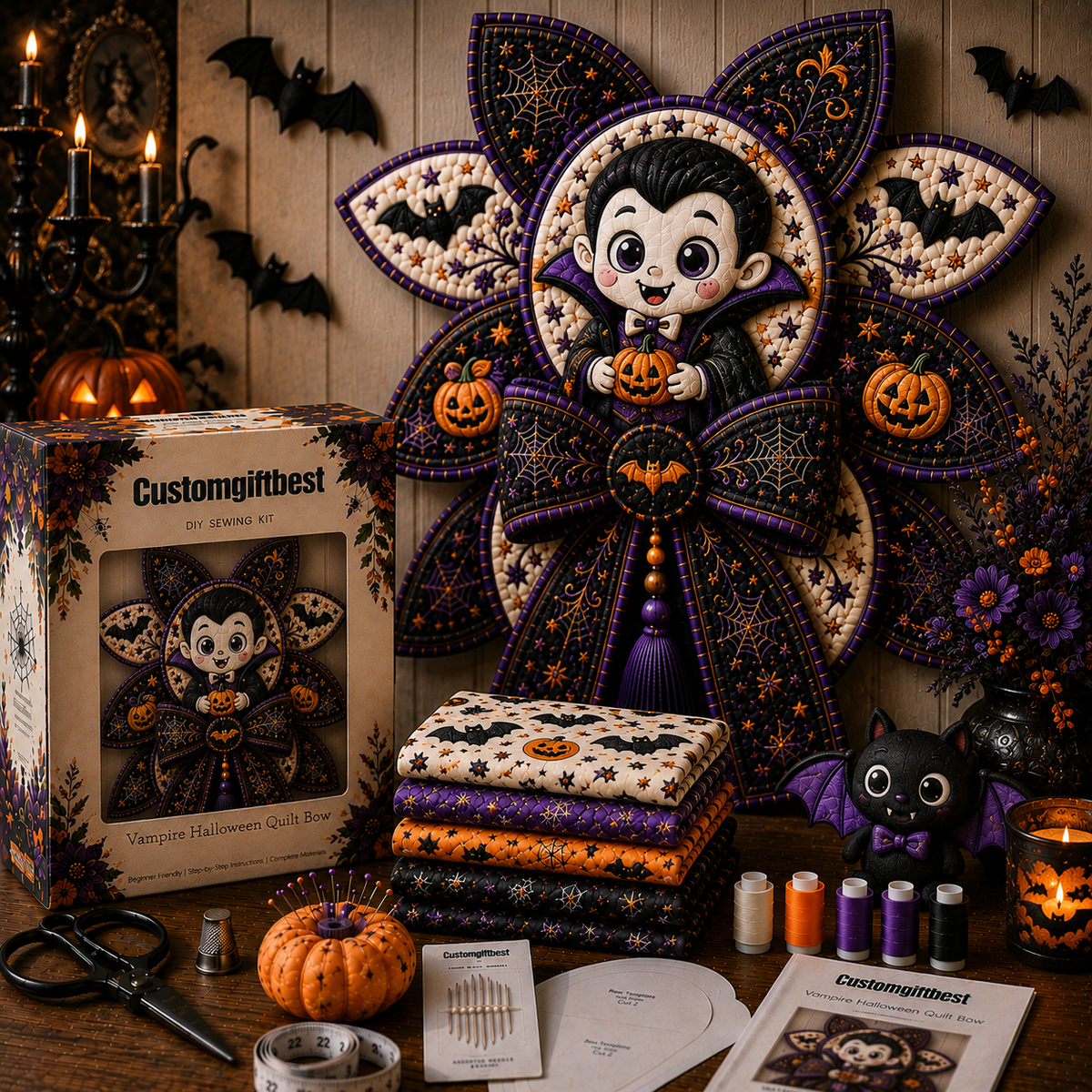 Halloween Quilt Bow DIY Sewing Kit