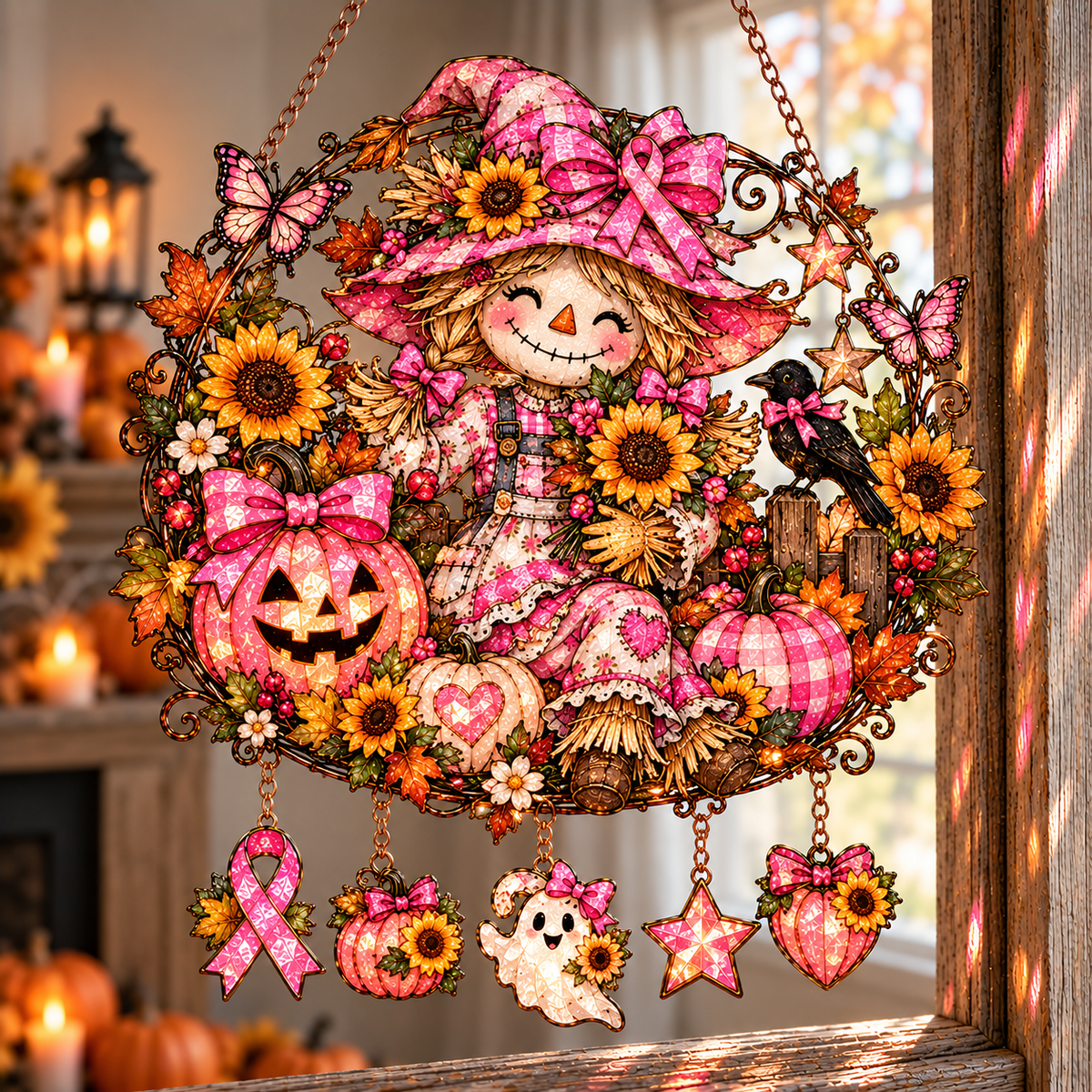 🎀 Pink Ghost Halloween Suncatcher 👻