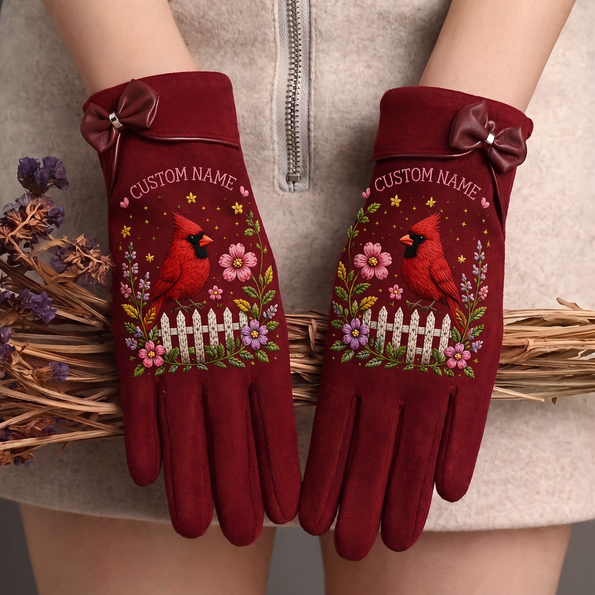 🌿 Personalized Floral Gardening Embossed Gloves –  Perfect Gift For Her🌸