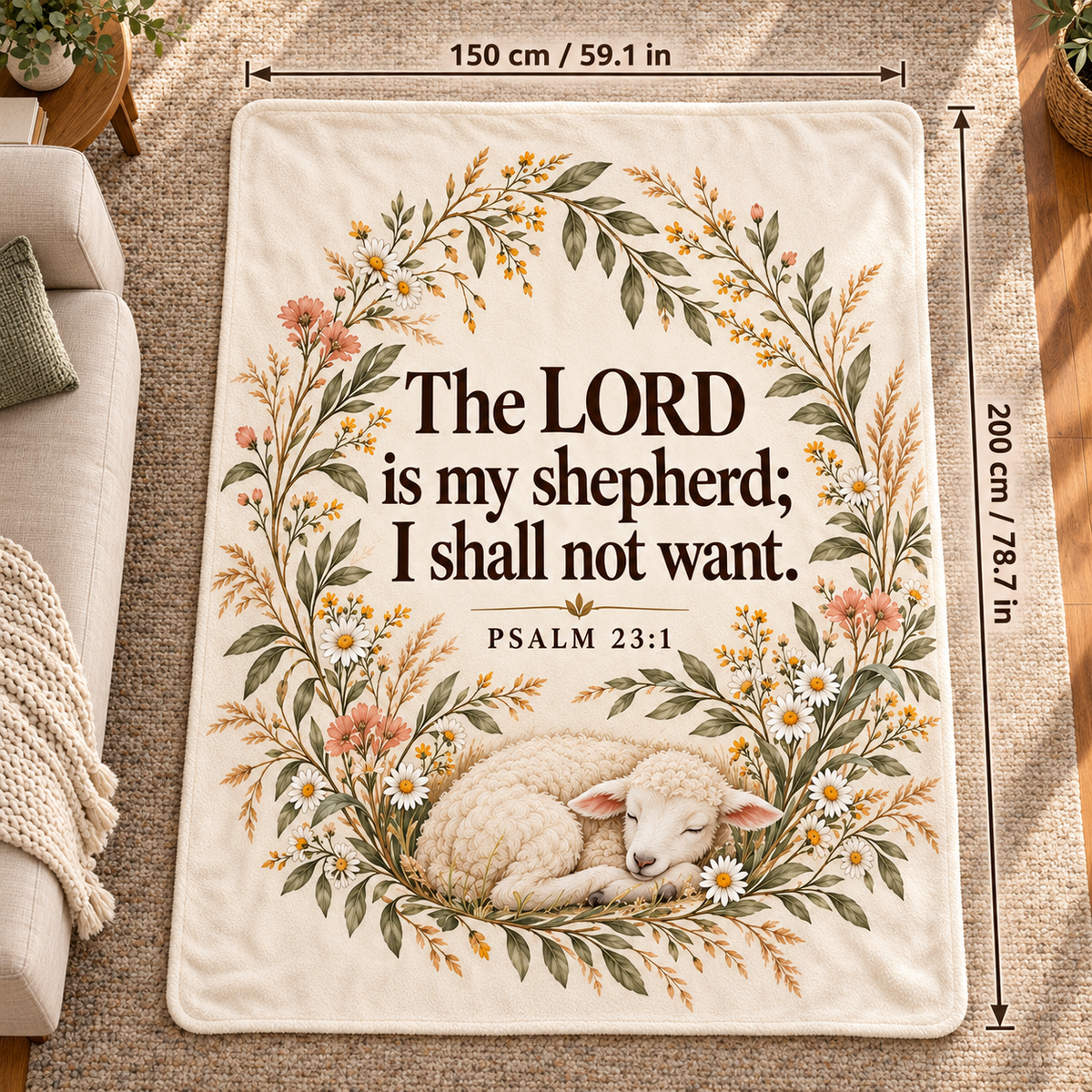 Wrapped in His Care 🕊️ Psalm 23:1 Soft Flannel Blanket