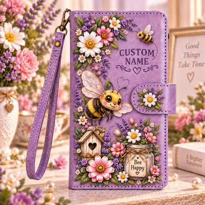 🌸 Personalized Purple Garden&Animal Wallet Phone Case