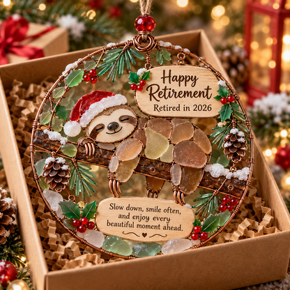 🌊✨Retired In 2026 Christmas Keepsake Gift - Happy Retirement Sea Glass Hanging Ornament