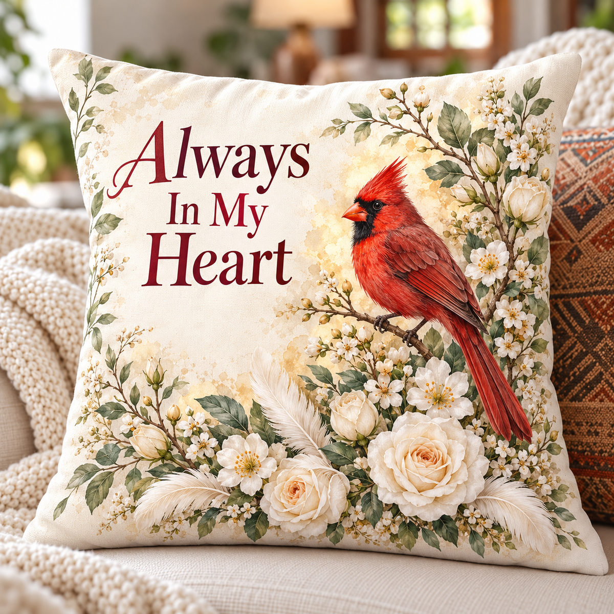 Faith & Remembrance Throw Pillow Cover – Inspirational Floral Designs, 18″ × 18″