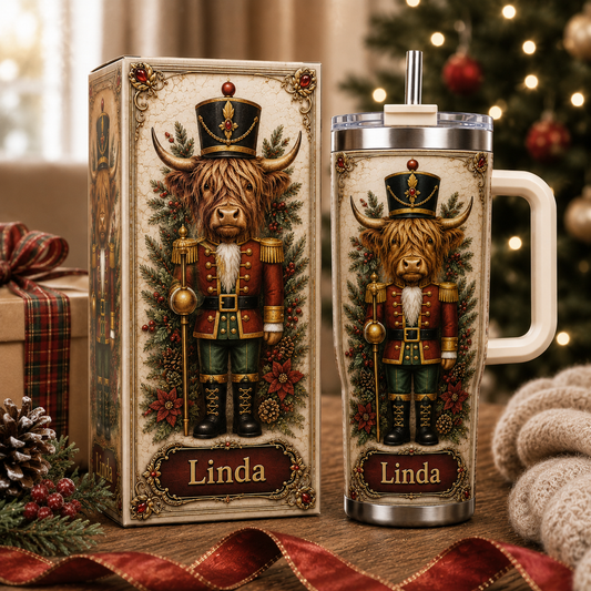 Personalized Highland Cow Nutcracker Christmas Tumbler