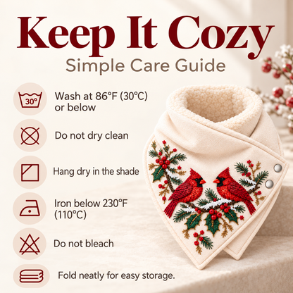 Cozy Fleece-Lined Cardinal Neck Wrap Scarf – Christmas Winter Gift 🐦🎄