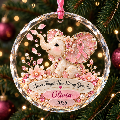🎀 Personalized Pink Ribbon Animal Ornament