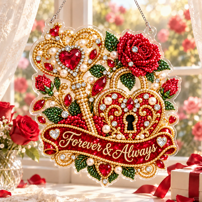 Romantic Valentine’s Day Suncatcher Pearl & Jewel-Style Love Window Hanging Ornament 💖