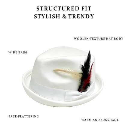 🎩 Instant Outfit Upgrade! Women’s Vintage Feather Fedora Hat ✨