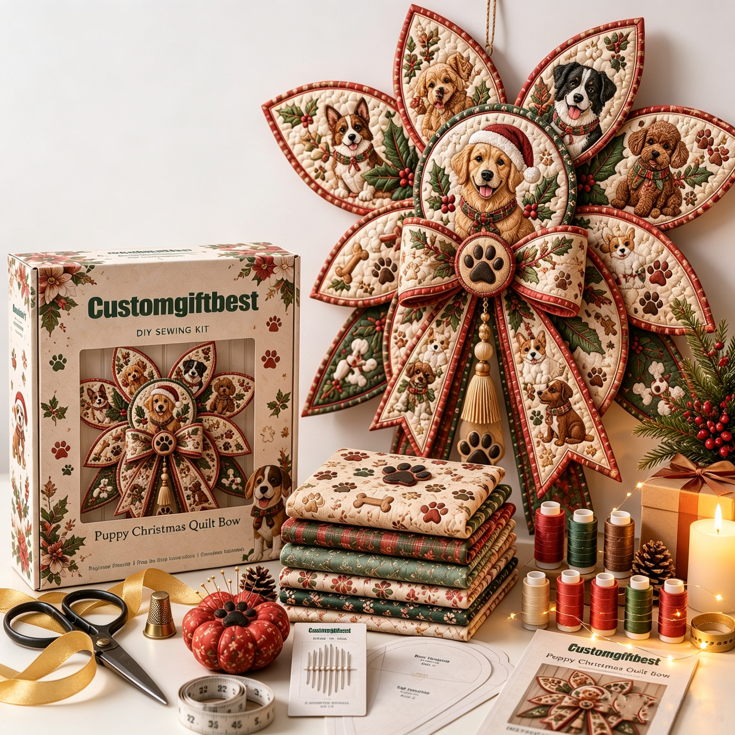 Pets Quilt Bow DIY Sewing Kit
