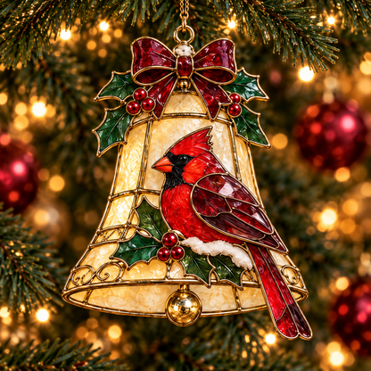 Cardinals of Christmas – Vintage Stained Glass-Style Ornaments, Set of 6