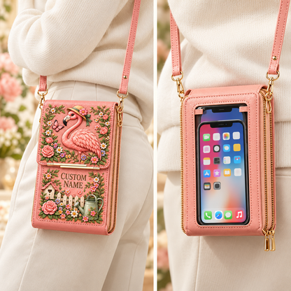🌸 Personalized Floral Touchscreen Phone Crossbody Bag