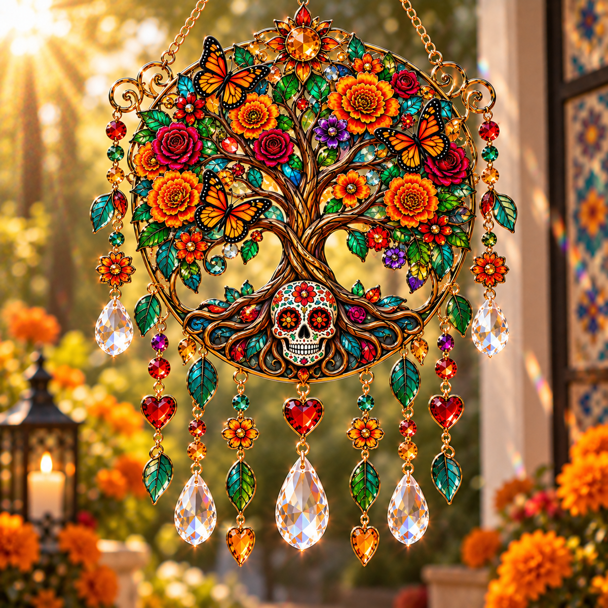 🌼 Día de los Muertos Crystal Suncatcher