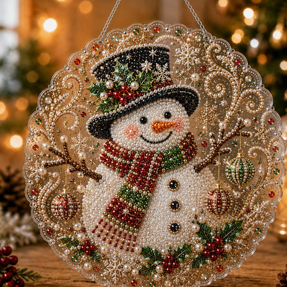 🔥Last Day 49% OFF - ✨ Christmas Pearl Diamond Art Hanging Ornament Kit | Luxury Flocked Canvas with Scratch-Resistant Non-Fading Pearl Beads DIY Handmade Holiday Hanging Decor 🎅💎