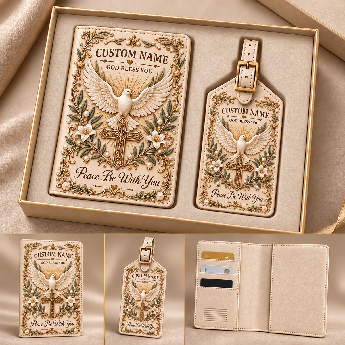 Personalized Christian Passport Holder & Luggage Tag Gift Set ✝️