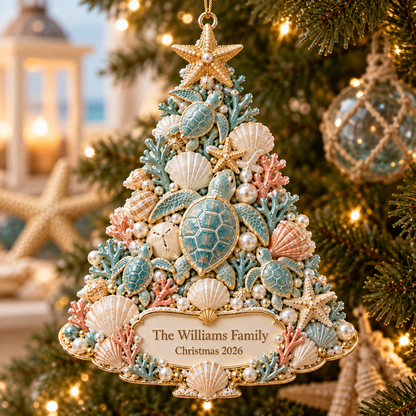 🌊 Personalized Coastal Christmas Tree Ornament