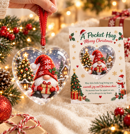 🎄 A Pocket Hug Christmas Crystal Ornament – Heart Shaped Keepsake Gift Card