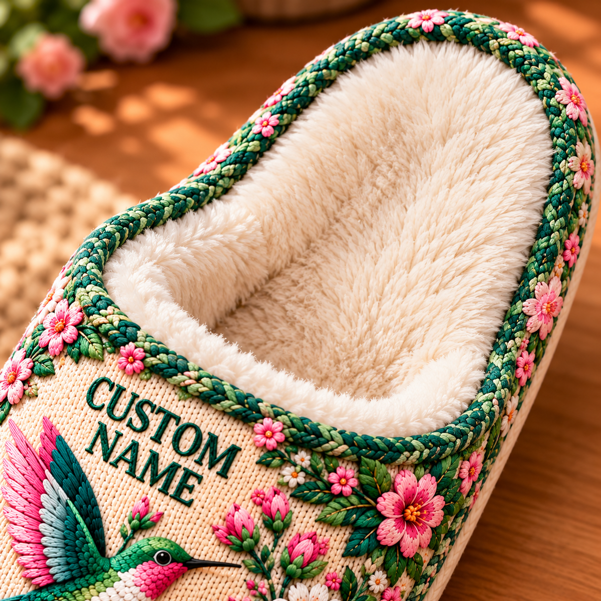 🌸🐦Personalized Cozy Animal Garden Floral Slippers - Gifts For Winter