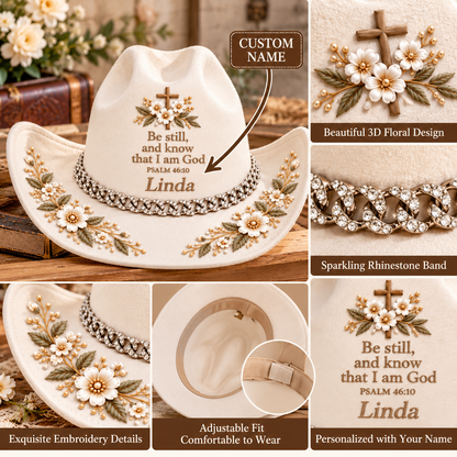 ✝️Personalized Name & Christian Bible Verse Cowgirl Hat – Wear Your Faith