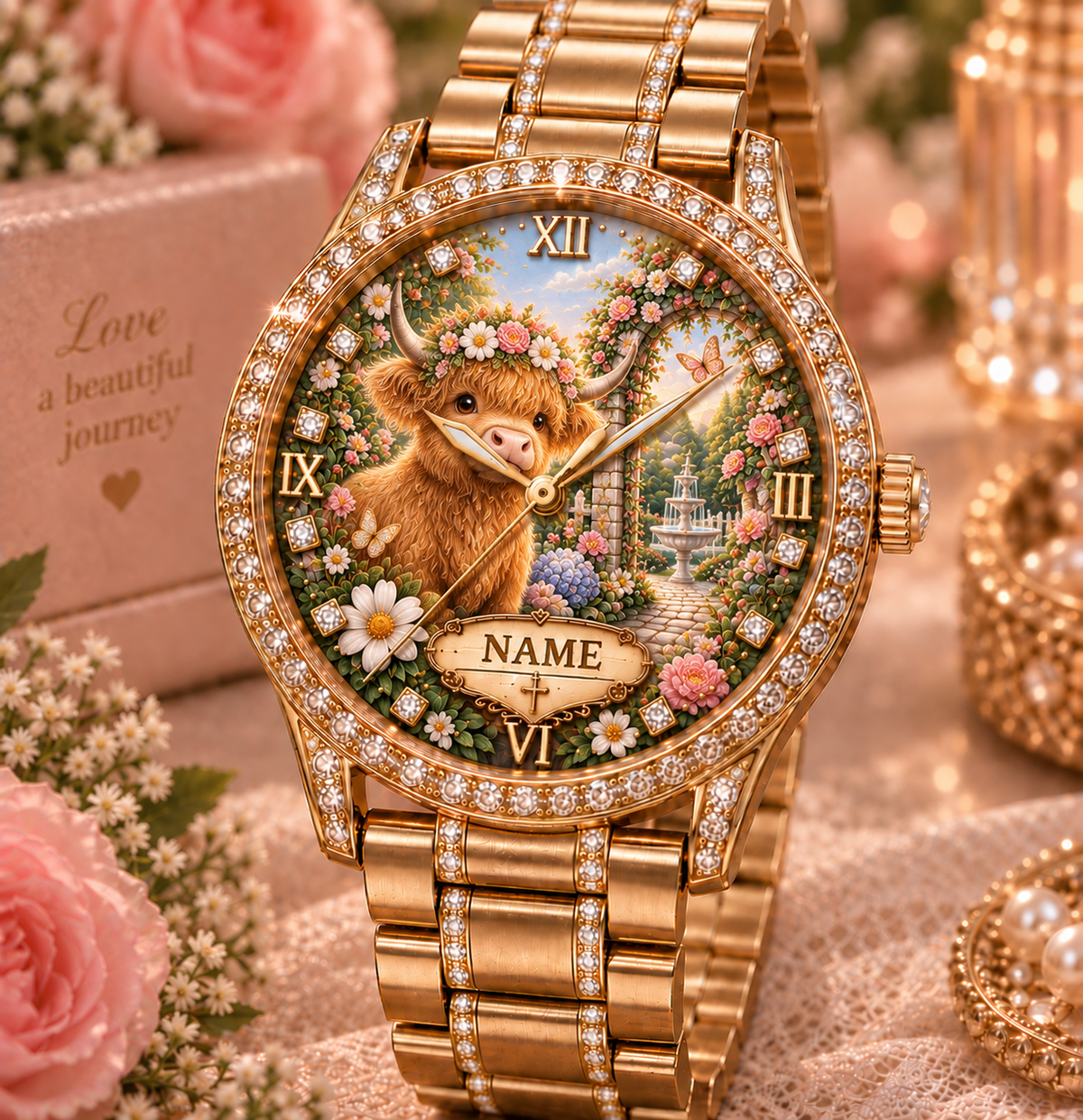 💎 Personalized Women Garden Luxury Floral Animal Watch 36mm