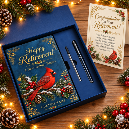 Personalized Happy Retirement Notebook Gift Set With Pens & Greeting Card 🎁