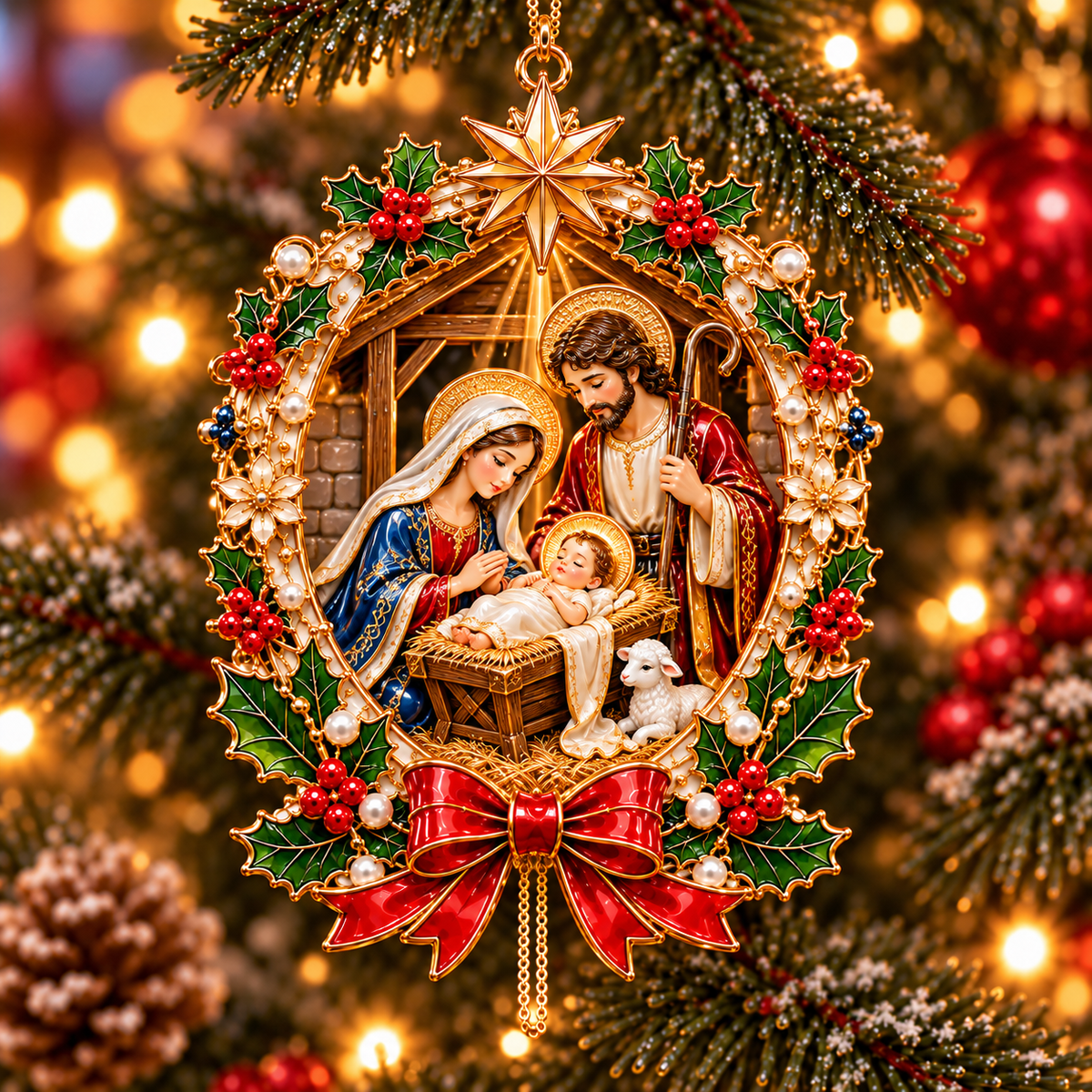 2026 Nativity Christmas Ornaments – 6-Piece Holy Family & Bethlehem Keepsake Collection | Faith-Inspired Christmas Tree Decorations & Meaningful Religious Gifts