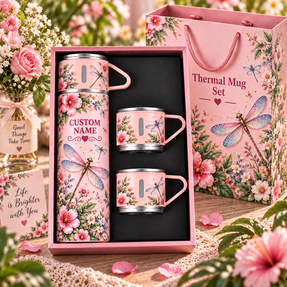 🌸 Personalized Floral Garden Thermal Bottle & Cup Gift Set