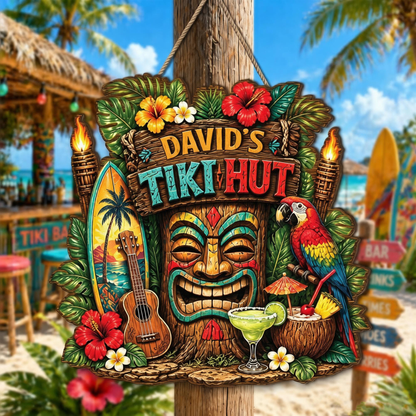 Custom Beach Bar Tiki Wooden Sign